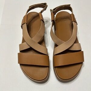 Sorel Tan and British Tan Sz 8.5 Leather Strappy Flat Sandal